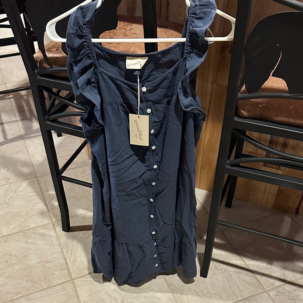 Entro Navy Ruffle Sleeve Blouse